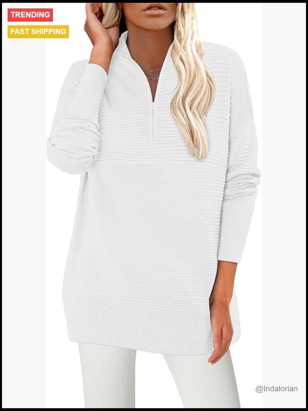 Women's Ribbed Knit Long Sleeve Pullover Sweater with Thumb Holes